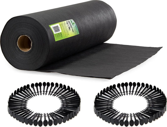 ANTI-WORTELDOEK - 100m Lang, UV-werend, Inclusief Grondpennen - Zwart