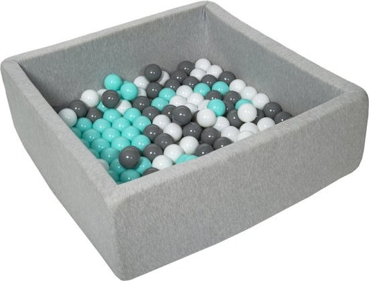 Ballenbak - 150 Ballen - Wit/Grijs/Turquoise - 90x90x30 cm