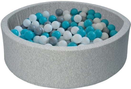 BALLENBAK - 300 Ballen - Wasbare Hoes - Wit/Grijs/Turquoise - 90cm