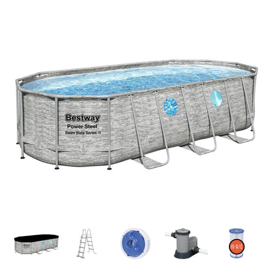 Zwembad - Power Steel Swim Vista II 13.430L - Grijs 549x274x122cm