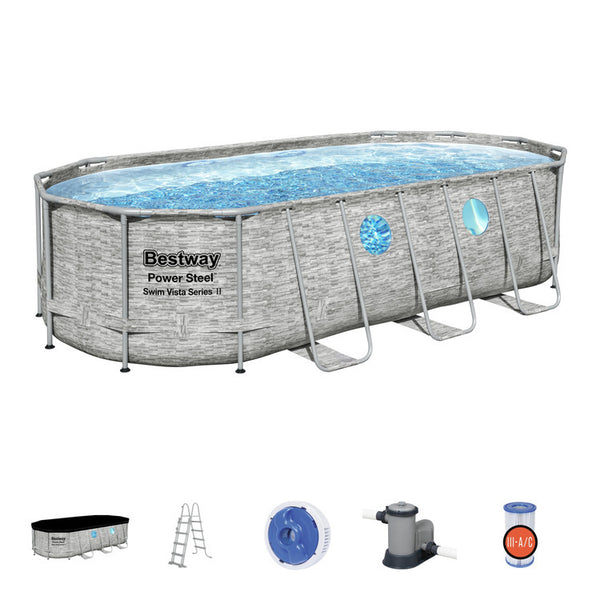 Zwembad - Power Steel Swim Vista II 13.430L - Grijs 549x274x122cm