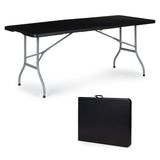 CAMPINGTAFEL - Opklapbaar HDPE-Staal - Zwart 180x70 cm