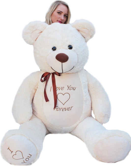 Knuffelbeer - 165cm Pluche I Love You - Crème