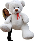 KNUFFELBEER - 160cm - geborduurd hart - wit