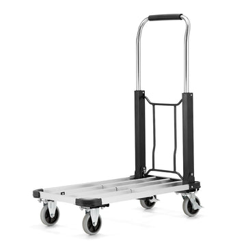 TRANSPORTWAGEN - lichtgewicht aluminium, telescopisch, 150 kg - zilver/zwart