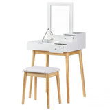 KAPTAFEL - Houten met Spiegel en 3 Lades - Wit