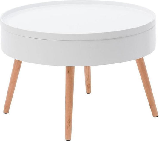 SALONTAFEL - Verwijderbaar tafelblad - Opbergruimte - Wit