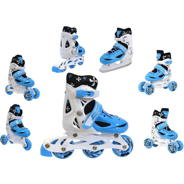 INLINE SKATES - 4-in-1 Verstelbaar - Blauw/Wit - Maat 26-29