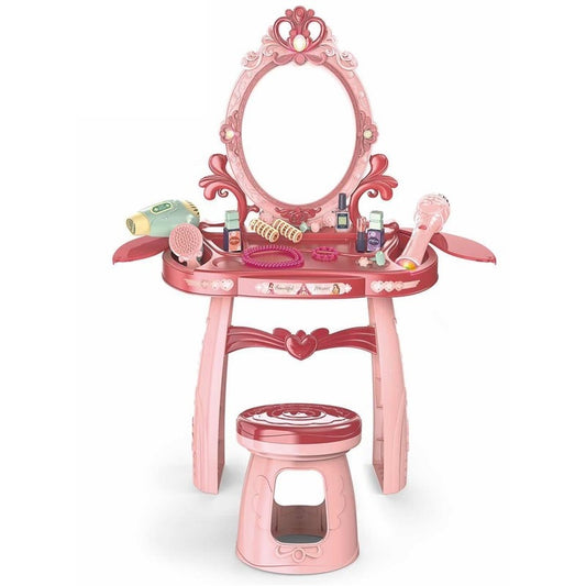 Kaptafel - Met Spiegel en Verlichting - Roze - 44x24,5x76 cm