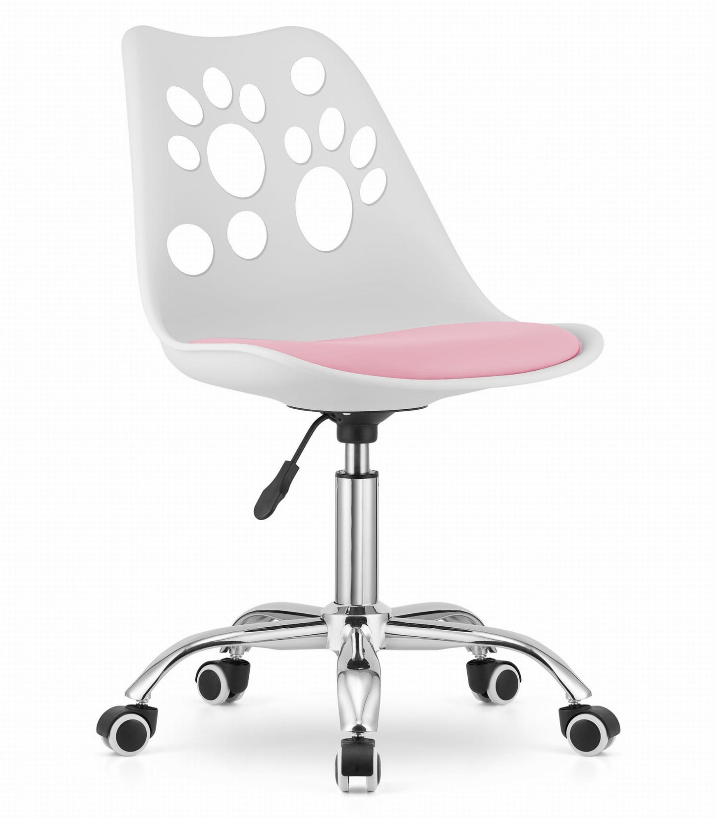 Kinderbureaustoel - Ergonomisch Design, Eco-lederen Kussen - Wit/Roze