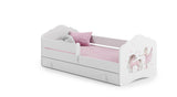 KINDERBED - Verplaatsbare Barrière - Wit/Roze - 160x80 cm