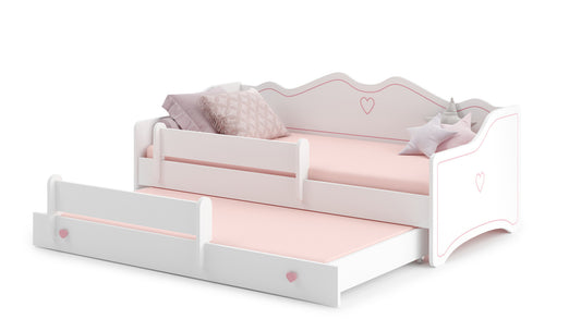 Kinderbed - Bedbank Functie - Wit/Roze - 160x80 cm
