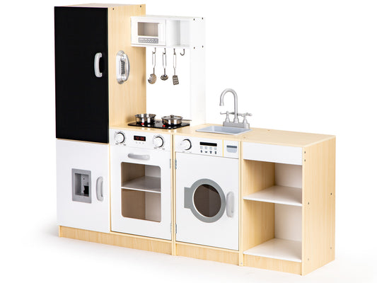 KINDERKEUKEN - Hout en MDF - wit/zwart/grijs