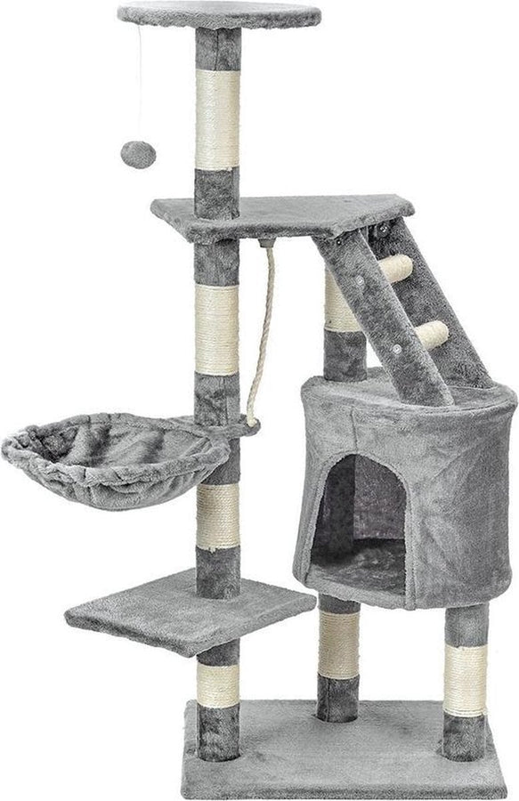 Krabpaal - 6 slaapplateaus met sisal-koord - Grijs 117,5 cm