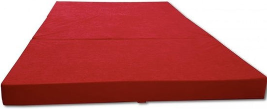 Logeermatras - opvouwbaar, comfortabel, wasbare hoes - rood 200x80x10 cm
