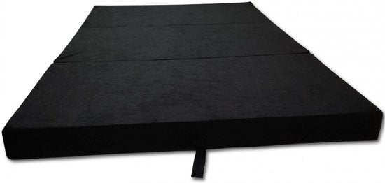 Logeermatras - opvouwbaar, wasbare hoes, 200x120x10 cm - zwart