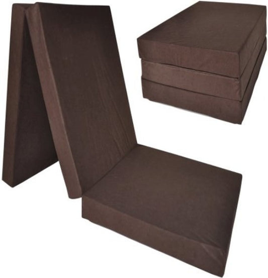 logeermatras - opvouwbaar met draagtas - bruin/195x80 cm