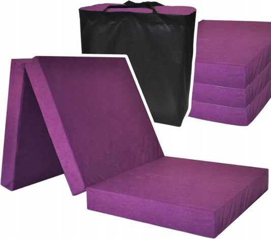 Logeermatras - opvouwbaar met draagtas - paars/195x80 cm
