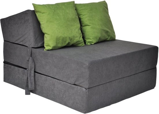 Logeermatras - Opklapbaar, 15 cm Dik, Wasbare Hoes - Grijs/200x70x15 cm