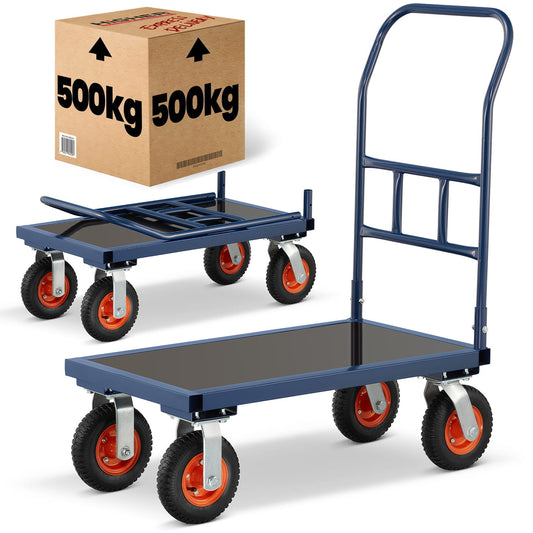 PLATEAUWAGEN - 640 kg Draagvermogen - Blauw/Zwart