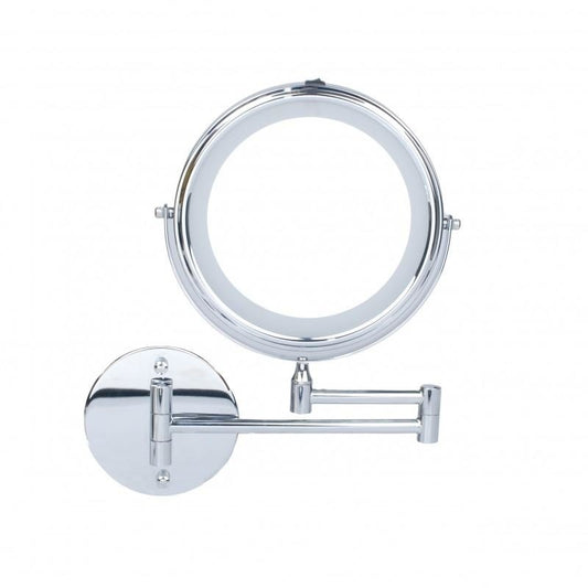 MAKE-UP SPIEGEL - LED-verlichting-360° rotatie-dubbelzijdig - chroom
