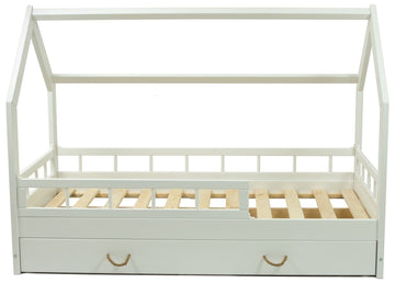 KINDERBED - Houten Huisvorm Met Lade - 80x160 cm