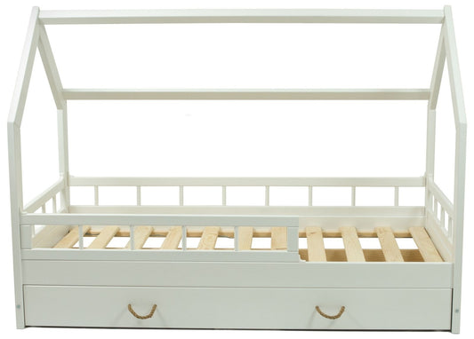 KINDERBED - Houten Huisvorm Met Lade - 80x160 cm