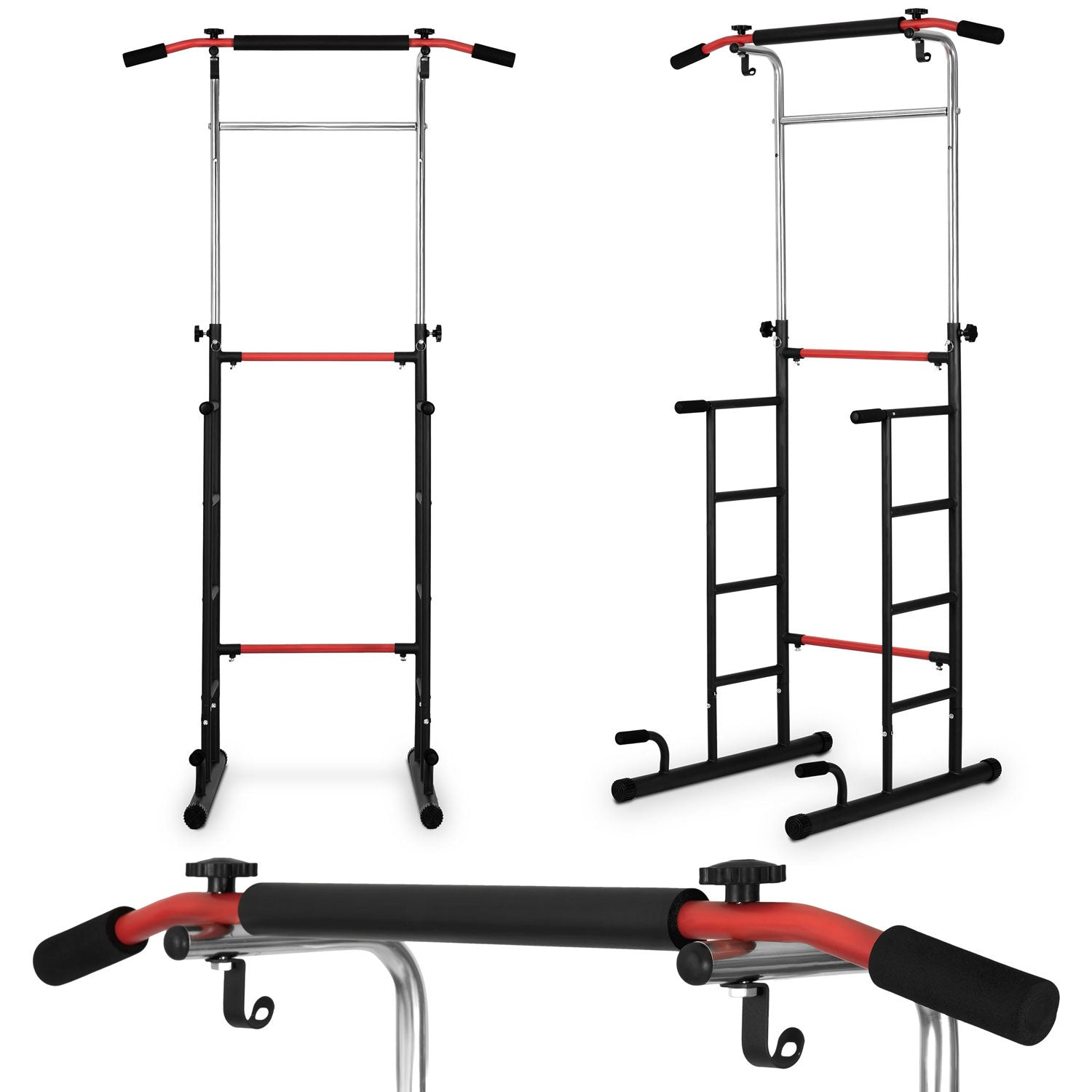 PULL-UP BAR - Verstelbare Hoogte 146-222 cm - Staalconstructie - Zwart