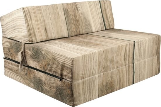 matras - opvouwbaar met wasbare hoes - houtmotief/200x90x15 cm