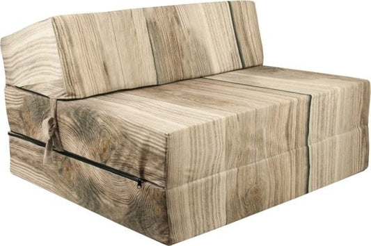 matras - opvouwbaar met wasbare hoes - houtmotief/200x90x15 cm
