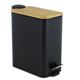 Pedaalemmer - staal en bamboehout, 5L, mat - zwart