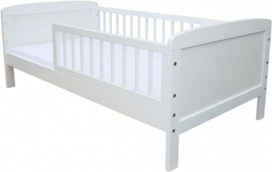 KINDERBED - Inclusief lattenbodem en uitvalbeveiliging - Wit/140x70 cm
