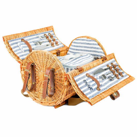 Picknickmand - Handgemaakt Riet - Inclusief Servies en Deken - 2 Personen
