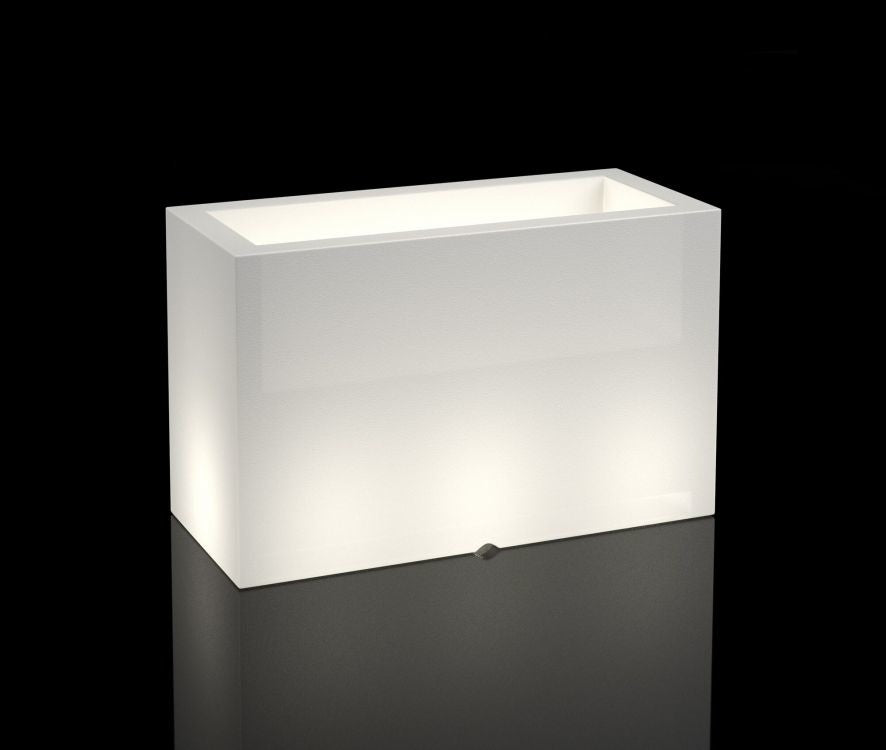PLANTENBAK - Verlicht, Weerbestendig, Polyethyleen - Wit 80x35x50 cm