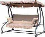 Schommelbank - 3-persoons, verstelbaar zonnedak, max 300 kg - Beige