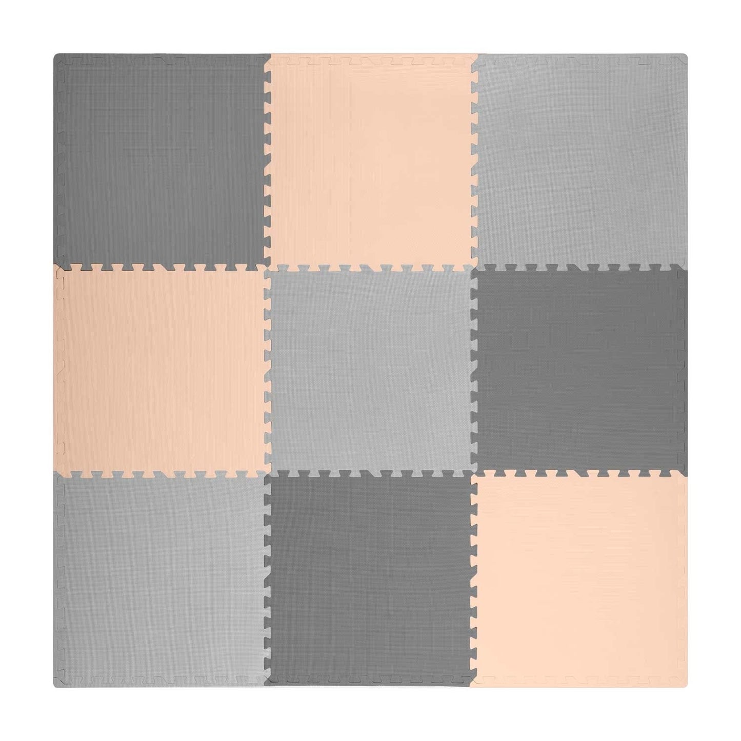 SPEELMAT - Foam Puzzelmat Antislip - Grijs-Perzik 180x180cm