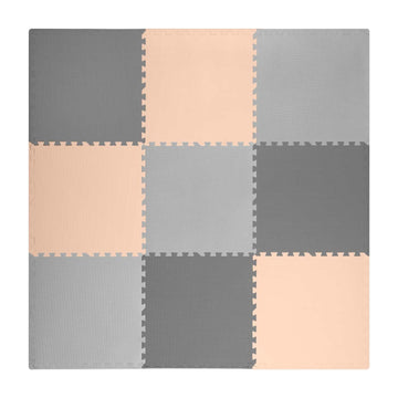 SPEELMAT - Foam Puzzelmat Antislip - Grijs-Perzik 180x180cm