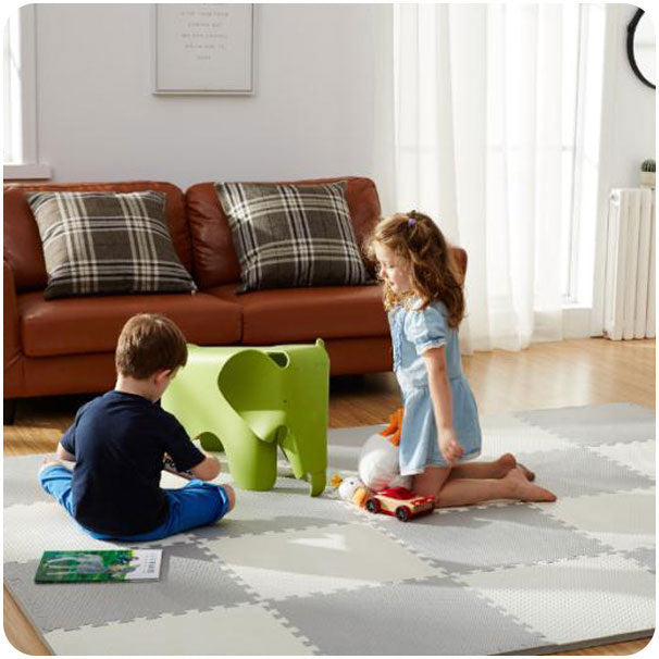 SPEELMAT - EVA foam - 180x180 cm - wit/grijs