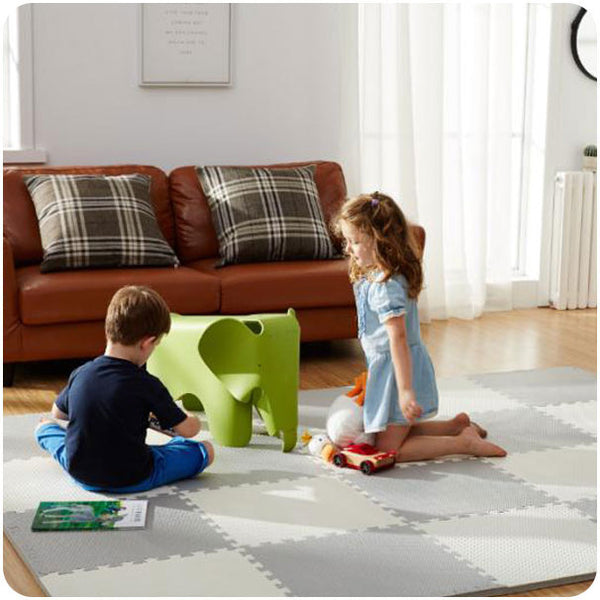 SPEELMAT - EVA foam - 180x180 cm - wit/grijs