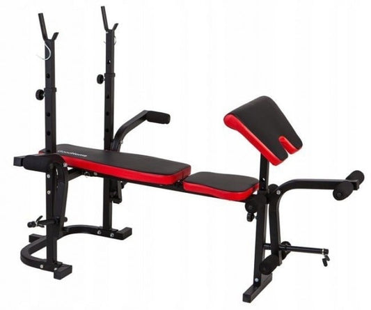HALTERBANK - Multifunctioneel, Verstelbaar, Max 120kg - Zwart/Rood