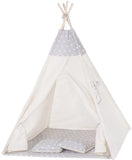 TIPI TENT - 100% Katoen - Inclusief Kussenhoezen - Beige/Grijs - H160xB120xD100 cm