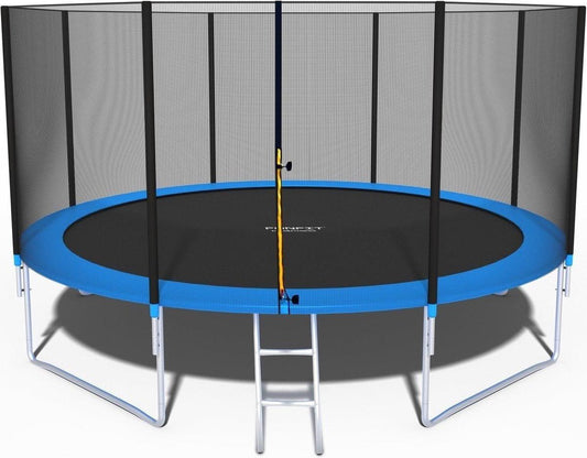 TRAMPOLINE - Veiligheidsnet & Ladder - 374 cm Blauw