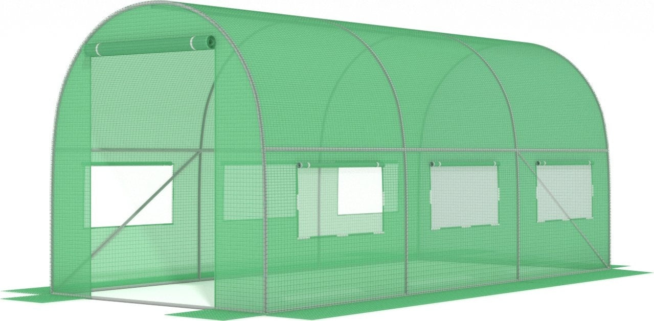 TUINKAS - 10m2 Oppervlakte - 6 Ramen - Groen - 250x200 cm