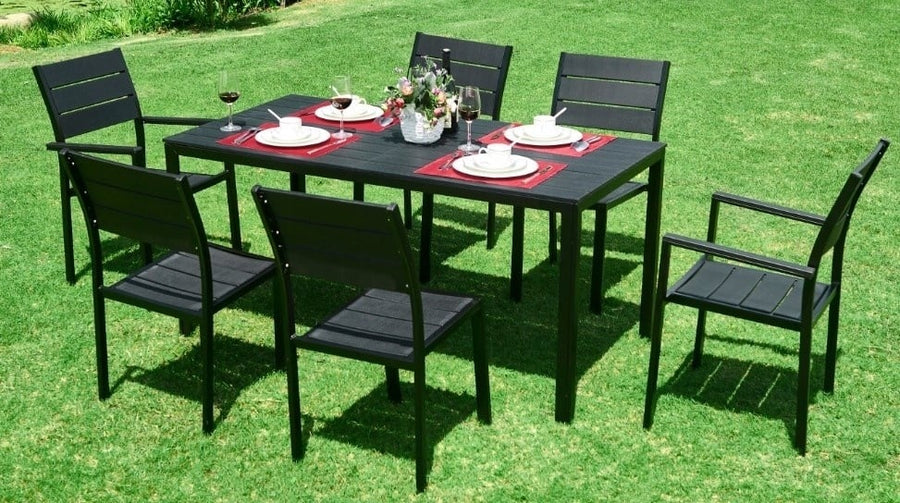 TUINTAFEL - Stalen Structuur Weerbestendig - Zwart 156x78 cm
