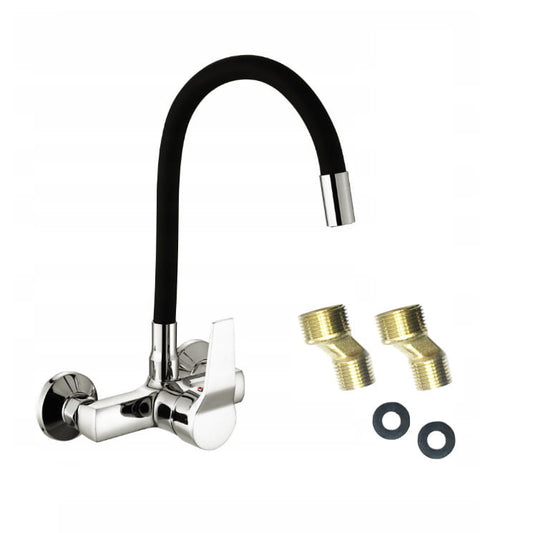 WASTAFELKRAAN - Solide Messing - Chroom - 52cm Hoogte