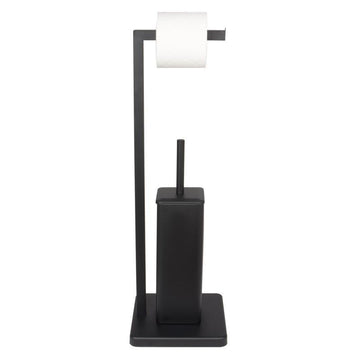 TOILETBORSTELSET - Vrijstaand met Toiletrolhouder - Zwart