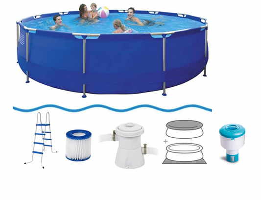 Opzetzwembad - 450 cm Diameter, 90 cm Hoogte, Inclusief Pomp en Accessoires - Sirocco Blauw