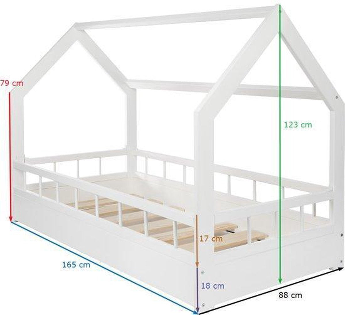 KINDERBED HUIS - Scandinavisch Design - 80x160 cm