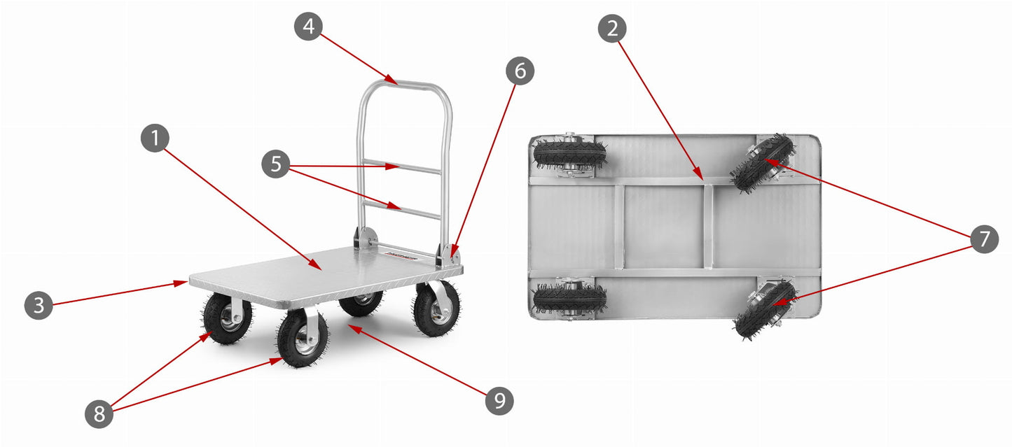 Transportwagen - 500kg Draagvermogen - Grijs