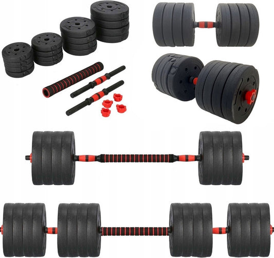 Halterset - 50kg Verstelbaar - Zwart/Rood